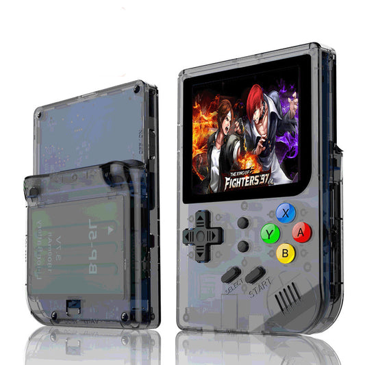 Arcade style gaming device. Handheld game console with many games. Situ TONY  Source Dual-system RG300 Handheld Game Console Small Mini PS1 GB Handheld